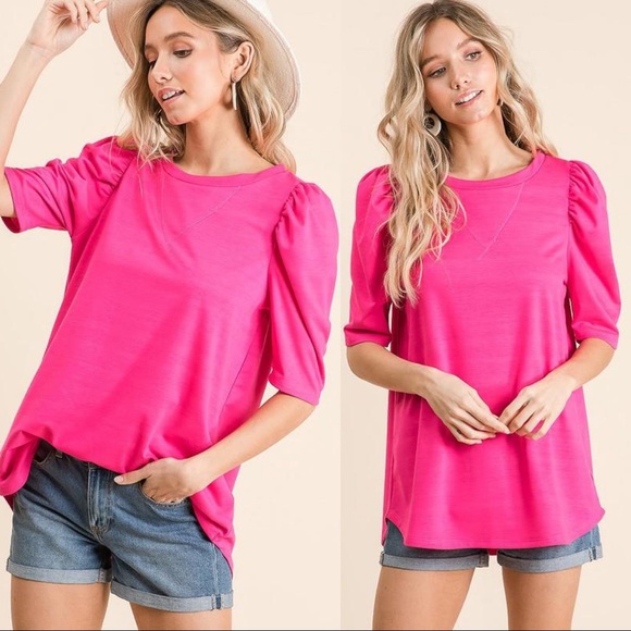 BUSINESS AS USUAL FRENCH TERRY TOP-FUCHSIA - Picture 4 of 4